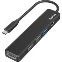 Black Hama USB 2.0 laptop dock with multiple ports and attached cable.