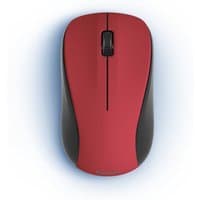 Red Hama MW-300 V2 wireless mouse with black sides, optical sensor, and scroll wheel, 1200 DPI.