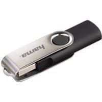 Black Hama Rotate USB 2.0 32GB flash drive with silver swivel cover and USB Type-A connector.