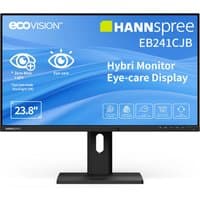 Black Hannspree Hybri Monitor EB241CJB 23.8 inch with slim bezel and adjustable stand, featuring eye-care display.