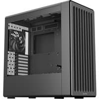 Black HAVN BF 360 Midi Tower with side ventilation, transparent panel, and front vertical grille design.