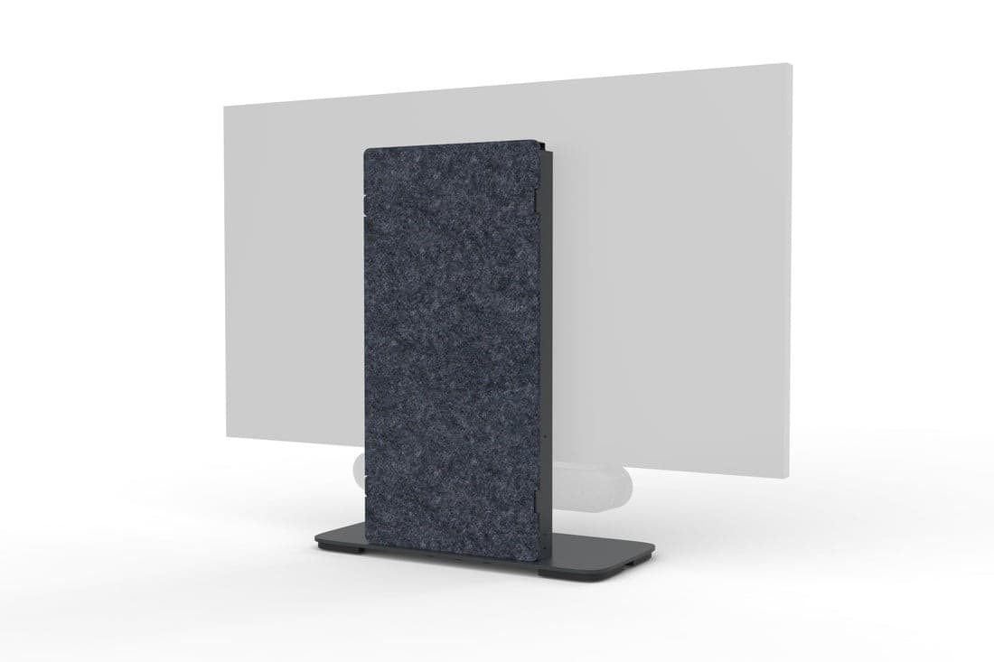H1090-CAST Express Install Tabletop Stand features a sleek cast metal base with a textured dark gray back panel, designed for stability and modern aesthetics.