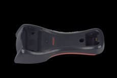 Black and gray Honeywell CCB05-100BT-07N barcode reader accessory with a sleek design, featuring a charging dock and a red accent line.