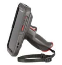 Honeywell CT45-SH-UVB barcode reader accessory holder in black and gray, featuring a textured grip, red accents, and a strap for secure handling.