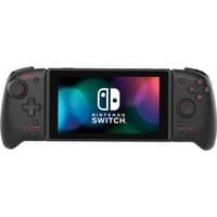 Black Hori Split Pad Pro controller with ergonomic grips, large buttons, and analog sticks attached to a Nintendo Switch.