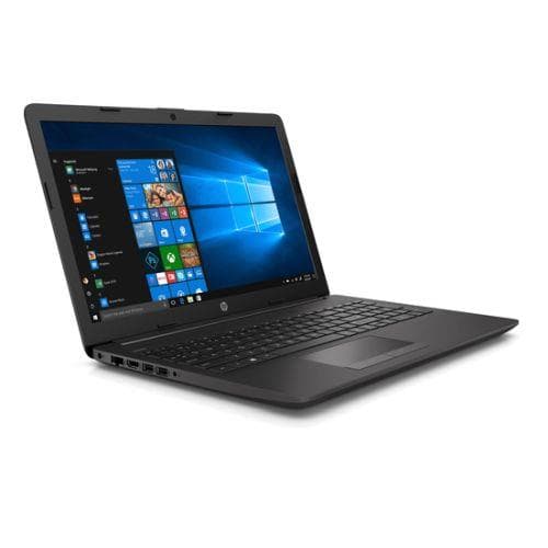 HP 250 G7 laptop with a 15.6-inch display, featuring a sleek black design, Intel® Core™ i5-1035G1 processor, and Windows operating system on the screen.