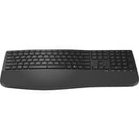 Black HP 685 Comfort Dual-Mode Keyboard with ergonomic design, full QWERTY layout, and numeric keypad.