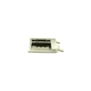 Gray plastic HP Cuer Y Mrgin Exrc Pr with a flat base, featuring two connectors and a slot for inserting paper or documents.