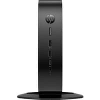 Black HP Elite t755 thin client with vertical design, USB ports, and HP logo on front, weighing 1.4 kg.
