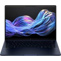 HP EliteBook X G1i laptop, sleek design, dark finish, vibrant screen with colorful wave pattern, backlit keyboard.