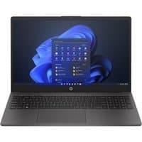 Black HP 250 G10 laptop with 15.6-inch screen, Windows 11 interface, Intel Core i7, 16GB RAM, and 512GB SSD.
