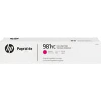 HP magenta ink cartridge 981YC in white box, PageWide branding, 16K pages capacity.