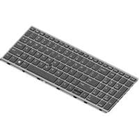 HP L14367-BA1 laptop keyboard, black keys, silver frame, chiclet style, with function keys and numeric keypad.