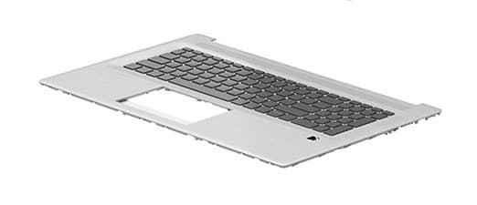 Silver laptop keyboard spare part with a sleek design, featuring black keys and a touchpad cutout, suitable for HP M51631-051 models.