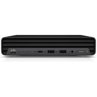 Black HP Mini Conference G9 PC with Zoom Rooms, featuring a compact design, front USB ports, and HP logo.