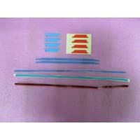 HP N00351-001 laptop frame tape set with blue, red, and clear adhesive strips on a pink surface.