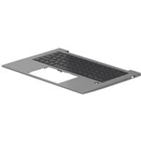 Gray HP N16827-071 laptop keyboard spare part with black keys and integrated touchpad cutout.