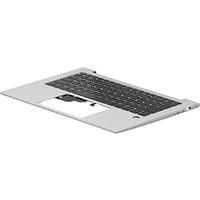 Silver HP N45444-FL1 laptop keyboard with black keys and integrated touchpad.
