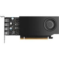 Black HP NVIDIA RTX A4000 graphics card with mini bracket, 4 mDP ports, and cooling fan.