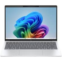 HP OmniBook 7 Aero Laptop, silver, slim bezel, 13-inch display, black keyboard, Windows interface on screen