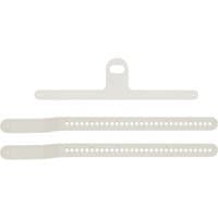 White HP Poly Studio E70 VESA wall mount with two perforated straps and a central bracket.