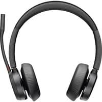 Black HP Poly Voyager 4320 USB-C headset with cushioned ear pads and adjustable microphone boom.
