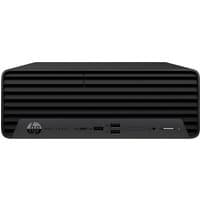 Black HP Pro 400 G9 desktop with horizontal grille front, USB ports, and HP logo on the lower left corner.