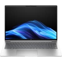 Silver HP ProBook 4 G1ah laptop with 16" display, slim bezels, and backlit keyboard.