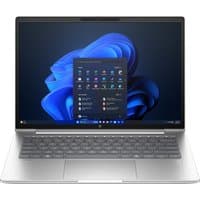 Silver HP ProBook 4 G1ah laptop with AMD Ryzen 5, 35-inch display, backlit keyboard, and Windows interface on screen.
