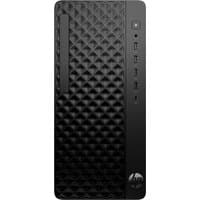 Black HP ProDesk tower with textured front panel, vertical disc slot, and multiple USB ports.