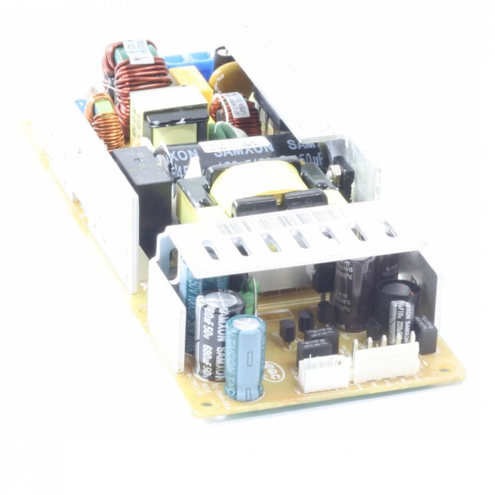 HP SPN-YPE3-V2 Flyck power supply circuit board featuring a mix of black and yellow components, with capacitors, transformers, and various connectors.