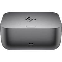 HP Thunderbolt 4 100W G6 Docking Station, sleek gray finish, HP logo on top, front USB-C port.