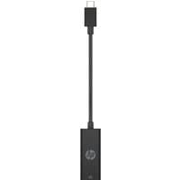 Black HP USB-C to RJ45 Adapter G2 with slim design, USB-C connector on one end, RJ45 Ethernet port on the other.