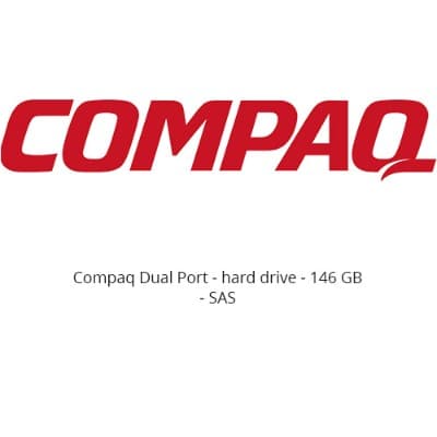 HPE 418399-001 internal hard drive, 146 GB, 10,000 RPM, 2.5" SAS, featuring a sleek design with a prominent red "COMPAQ" logo.