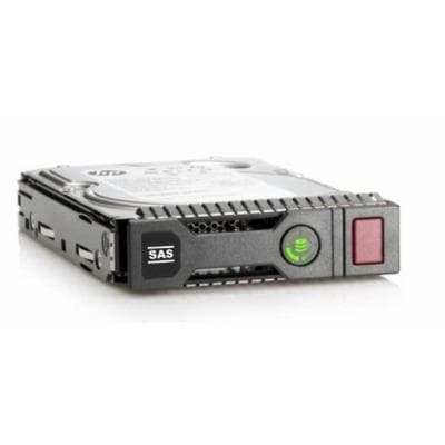 HPE 450GB 12G SAS hard drive in a black metal casing, featuring a green LED indicator and a red button, designed for 3.5-inch LFF slots with a 15K RPM speed.