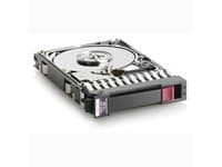HPE 72GB 10K RPM Hot Plug SAS 2.5" dual port internal hard drive with a metallic casing, featuring a black and purple connector and a red release button.