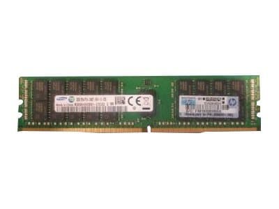 HPE 819412-001 memory module featuring a green PCB with two black memory chips, labeled with specifications, and gold connectors at the bottom, designed for DDR4 2400 MHz ECC.