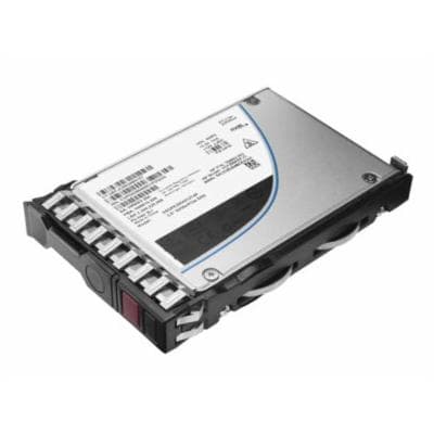 HPE 822784-001 internal solid state drive, 400 GB capacity, 2.5-inch SAS form factor, featuring a metallic casing with a blue and black label and multiple connector pins.