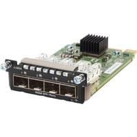 HPE Aruba Networking module with 4 SFP+ ports, green circuit board, and black heatsink.