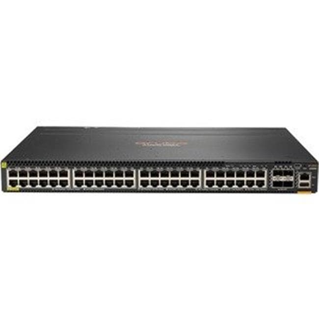 Black HPE 6300M switch featuring 48 1GbE ports, 4 SFP56 ports, and a sleek, manageable design with ventilation grilles and LED indicators on the front panel.