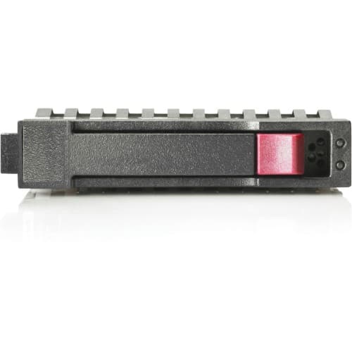 HPE MSA 300GB 12G SAS 15K SFF dual port hard drive in a sleek black casing with a red latch, designed for enterprise storage solutions.