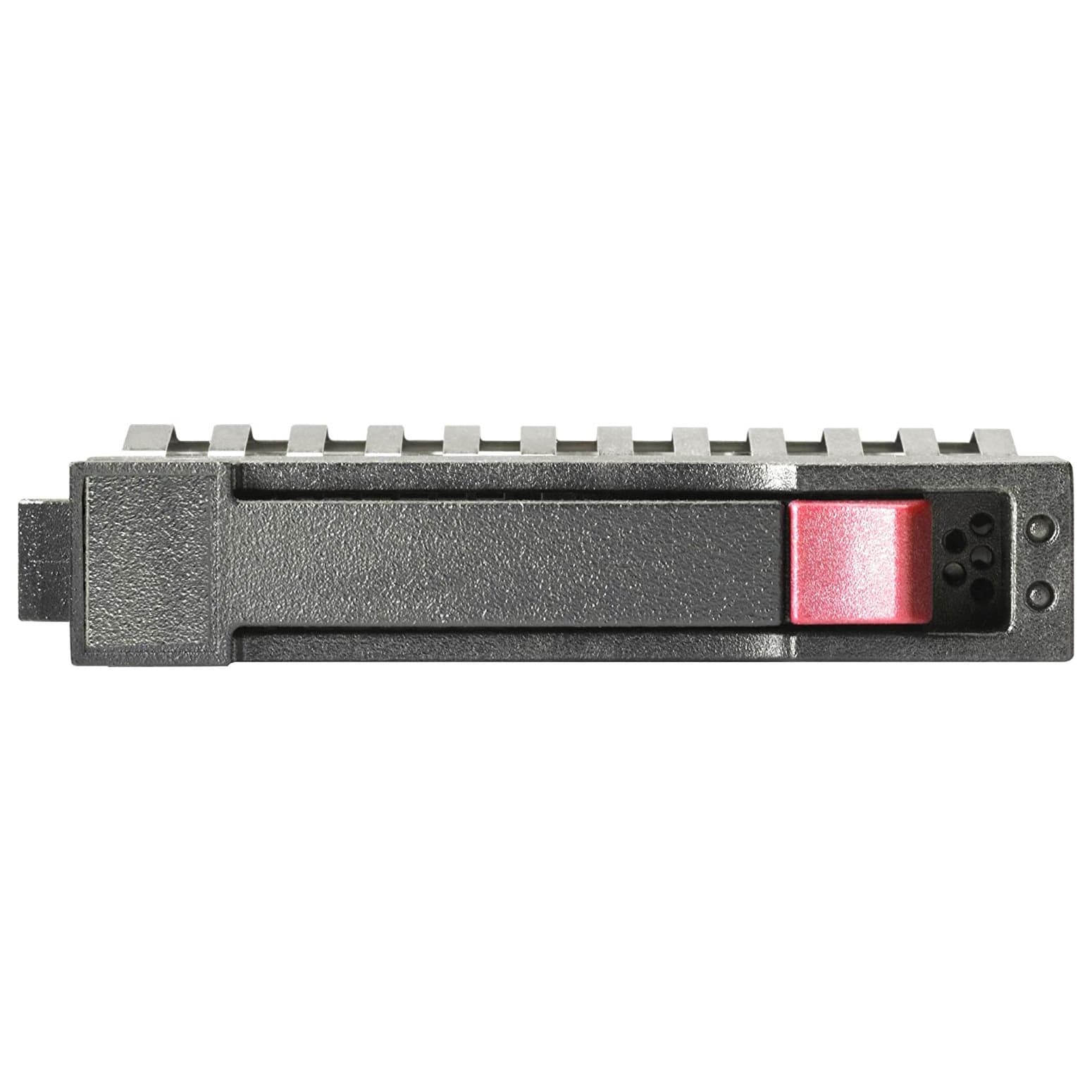 Black metal hard drive with a red release button, featuring a dual port design and labeled for HPE MSA 600GB 12G SAS 15K SFF, suitable for enterprise storage solutions.