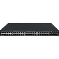 Black HPE Networking switch with 48 Ethernet ports and 4 SFP ports, rectangular design, front panel view.