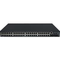 Black HPE network switch with 48 Ethernet ports and 4 SFP ports, featuring a sleek rectangular design.