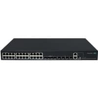 Black HPE networking switch with 24 Ethernet ports, 4 SFP ports, and 4 SFP+ ports on the front panel.