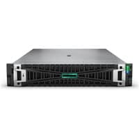 HPE ProLiant DL380 Gen11 server, black front panel, 8 SFF bays, green logo, LED indicators on the right.