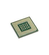 Green processor with a square shape, featuring a grid of gold pins on the underside, designed for HPE RAID 1 drive settings.