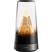 Huawei WiFi Mesh X3 Pro, sleek black cone shape with transparent top, glowing amber light inside.