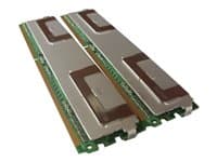 Two silver and green Hypertec 16GB PC2-5300 DDR2 memory modules, each 8GB, featuring a sleek design with a prominent heat spreader and gold connectors on the edge.