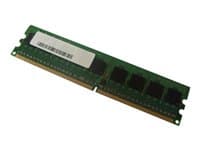 Green printed circuit board with a single 2GB DDR2 memory module, featuring eight black memory chips and a white label, designed for PC2-5300 667 MHz ECC compatibility.